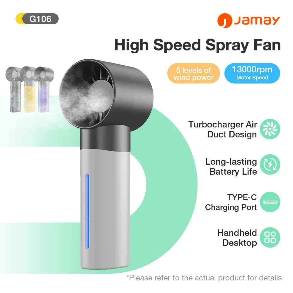 

Portable Handheld Fan Spray Fan 5 wind Speeds USB Rechargeable Water Spray Mist Fan Portable Humidifier Fan Mini 1300mah Battery