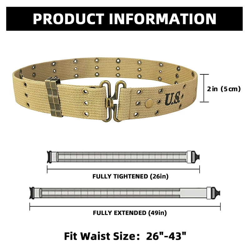 Retro Buckle Men Khaki Belt Outdoor Sport Hunting Belts Multifunctional High Quality Durable Man Nylon Waistband Mountaineering