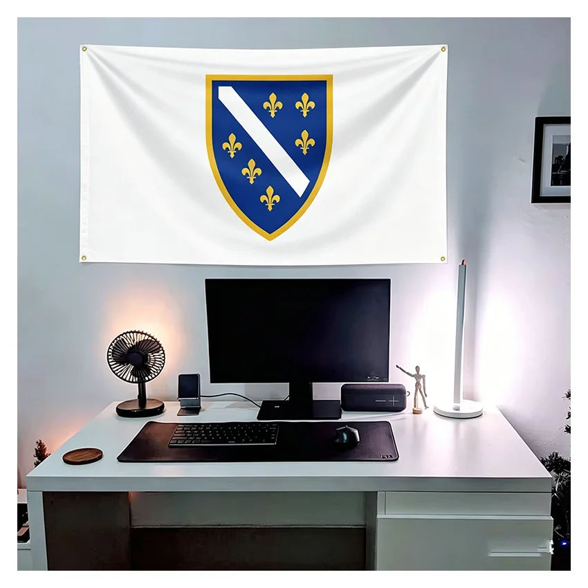 Bosnia and Herzegovina 1992-1998 Flag 3x5 Ft Vintage Historical Banner Polyester Brass Grommets Indoor Outdoor Home Wall Decor