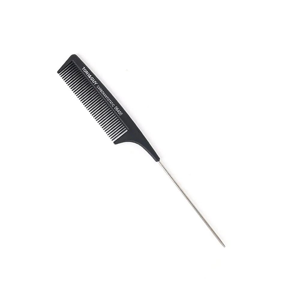 

Black Rat Tail Comb Steel Pin Rat Tail Carbon Fiber Heat Resistant Teasing Combs With Stainless Steel Pintail Tail Comb