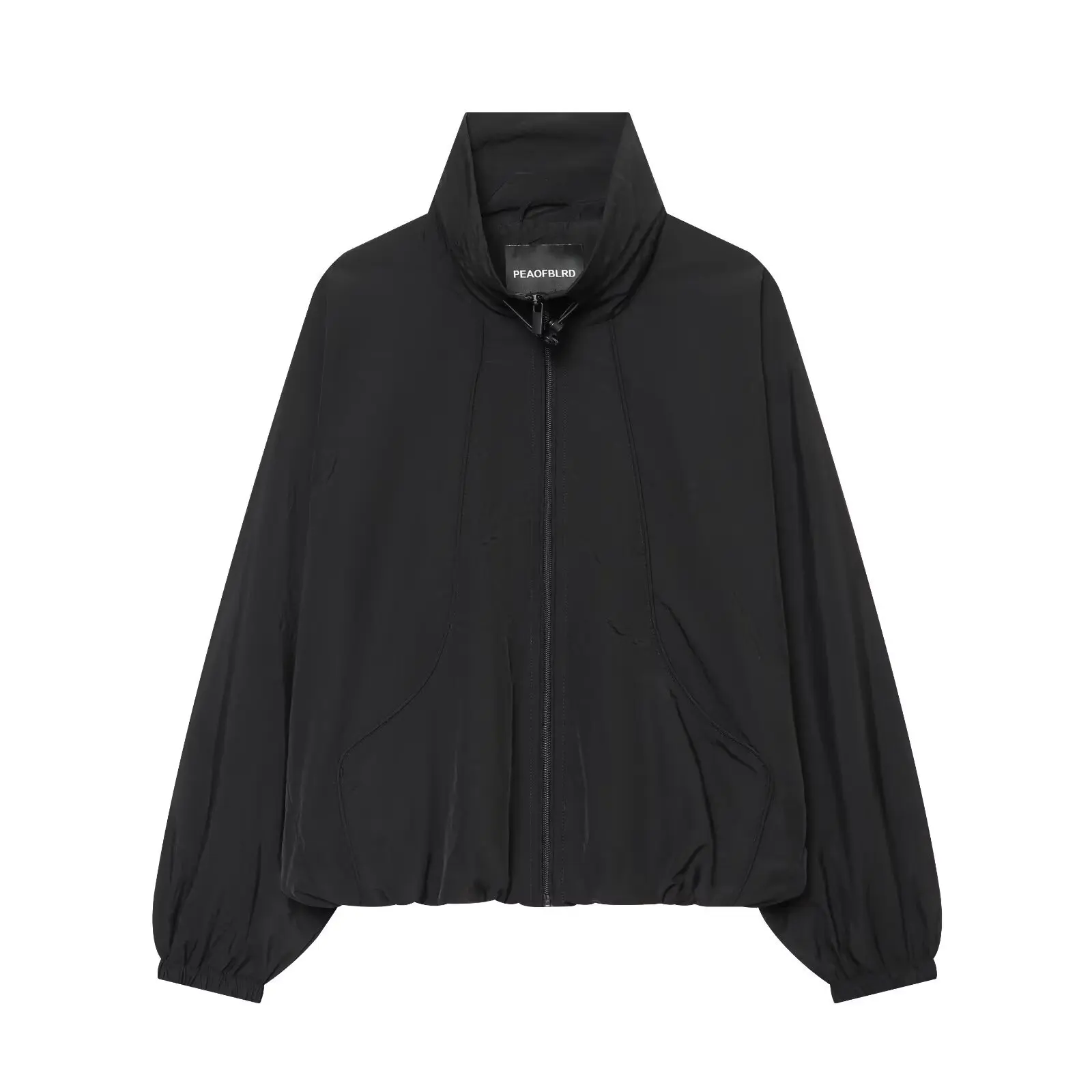 Women Casual Windbreaker Jacket Stand Collar Drawstring Zip Up Long Sleeve Loose Sporty Coat Autumn Outdoor Streetwear Outfits