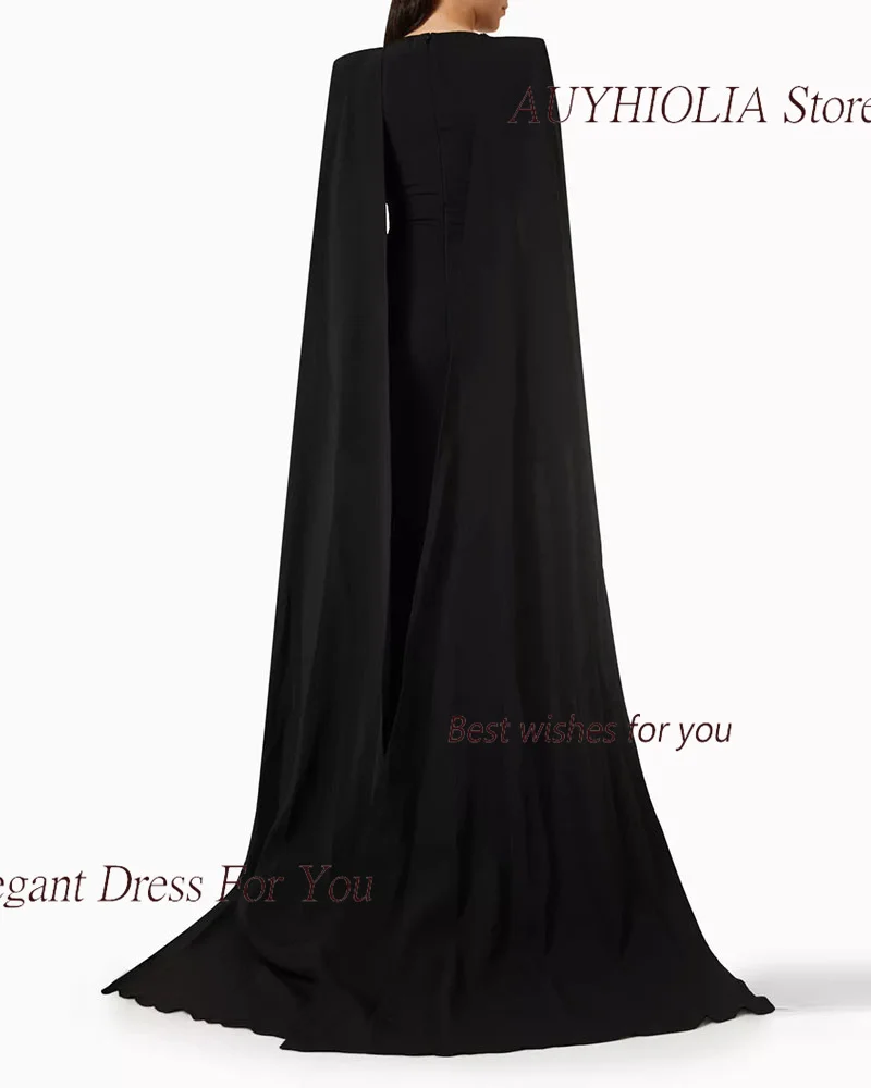 Crepe Evening Dresses For Sexy Women 2024 정장원피스 Vestidos de festa Elegant Cap Sleeve Formal Cocktail Long Train Party Gowns