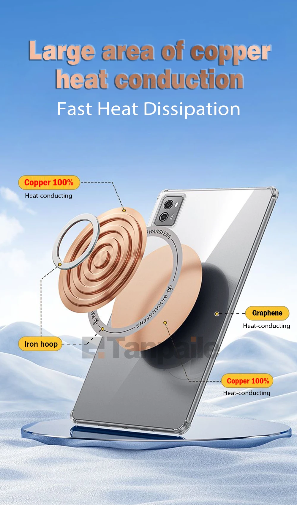 Magnetic Copper Cooling Case For Lenovo Legion Y700 Case Tablet Heat Dissipation Soft Shockproof Clear For Legion Y900 Case