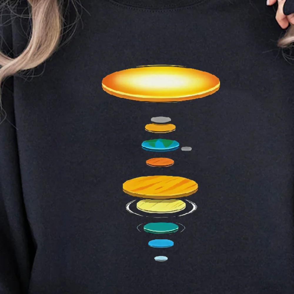 

Толстовка Planet Stack с космическим графическим принтом, осень-зима, повседневная, свободная, с длинными рукавами, креативные, художественные, модные тканевые топы