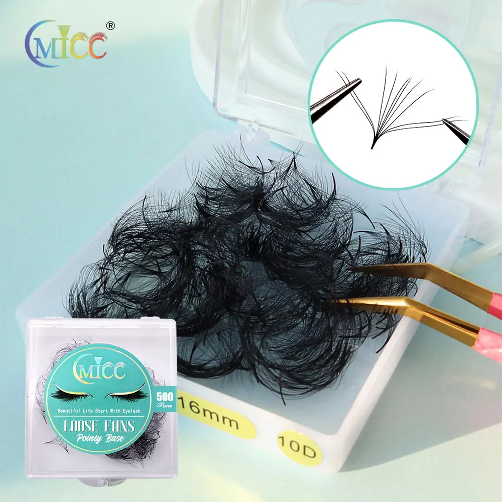CMICC Lash 500 Fans Loose Premade Fans Pointy Base Russian Volume Eyelash Extensions Handmade Heat Bonded Sharp Stem Lashes