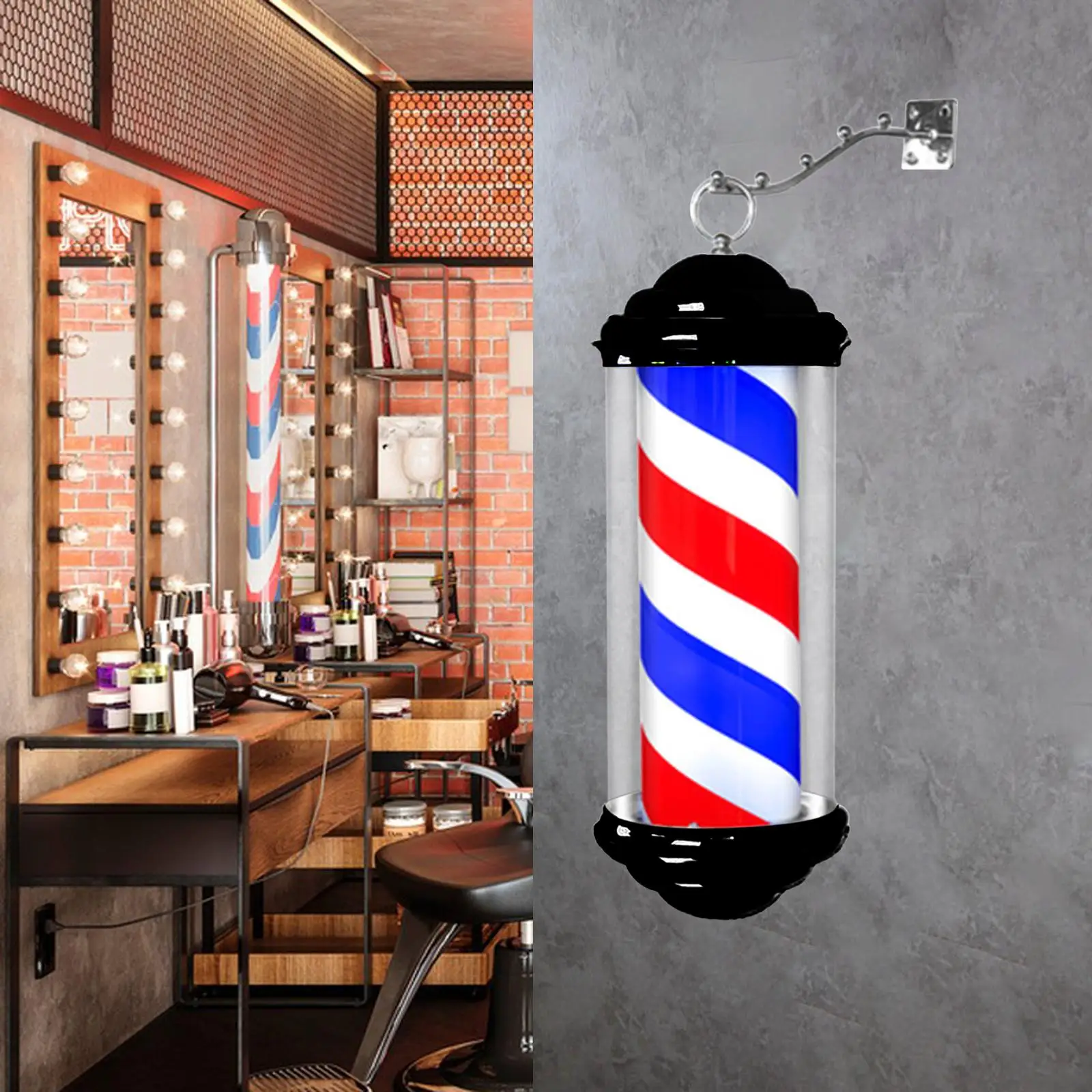 Barber Pole LED Light Classic LED Light for Outdoor Salon Hairdressing Barbershop Rotating Open Sign Strips Lamp Indoor