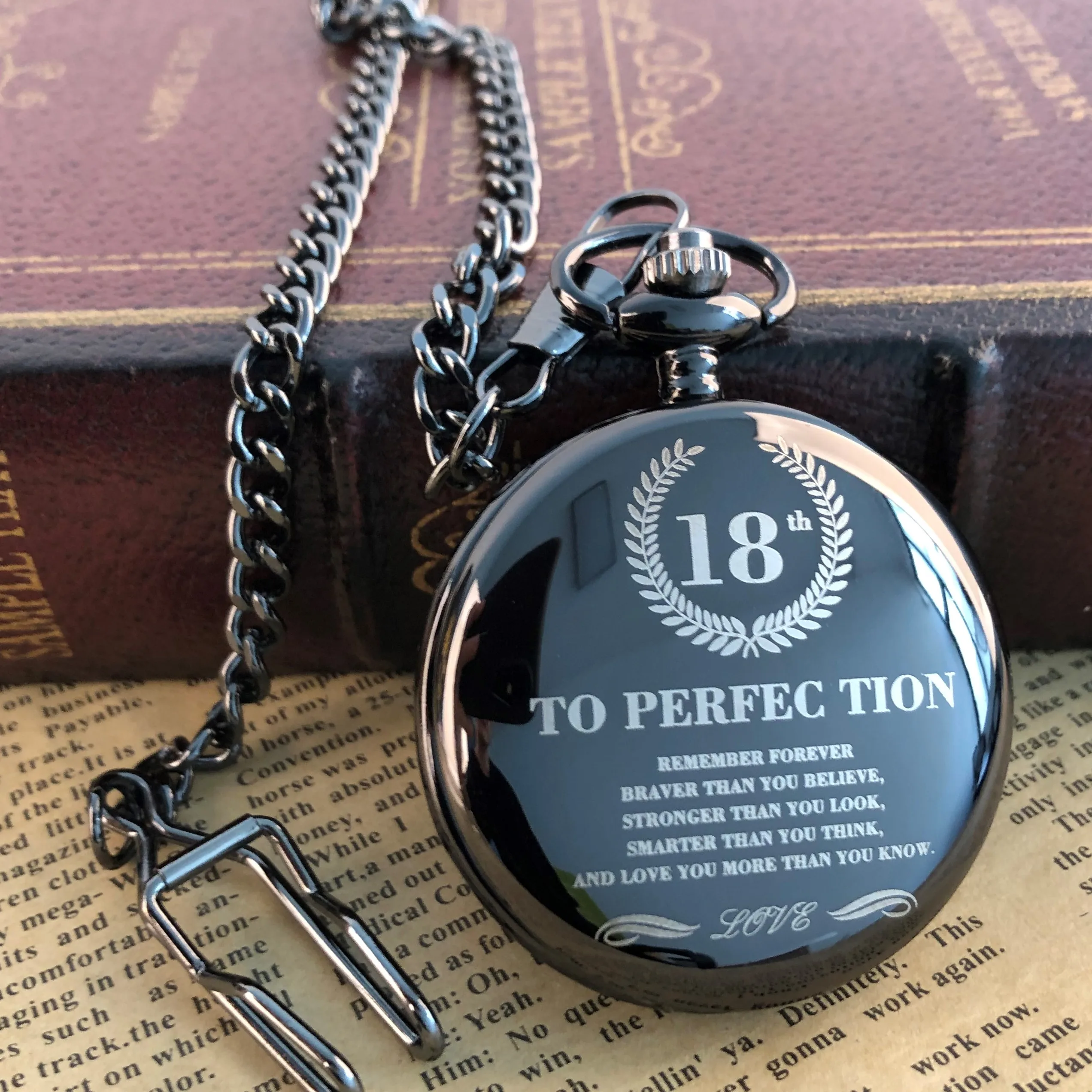 

New Exquisite Fashionable Pocket Watch Necklace Boys and Girls Pendant with Chain Gift "To The Bravest and Smartest You"