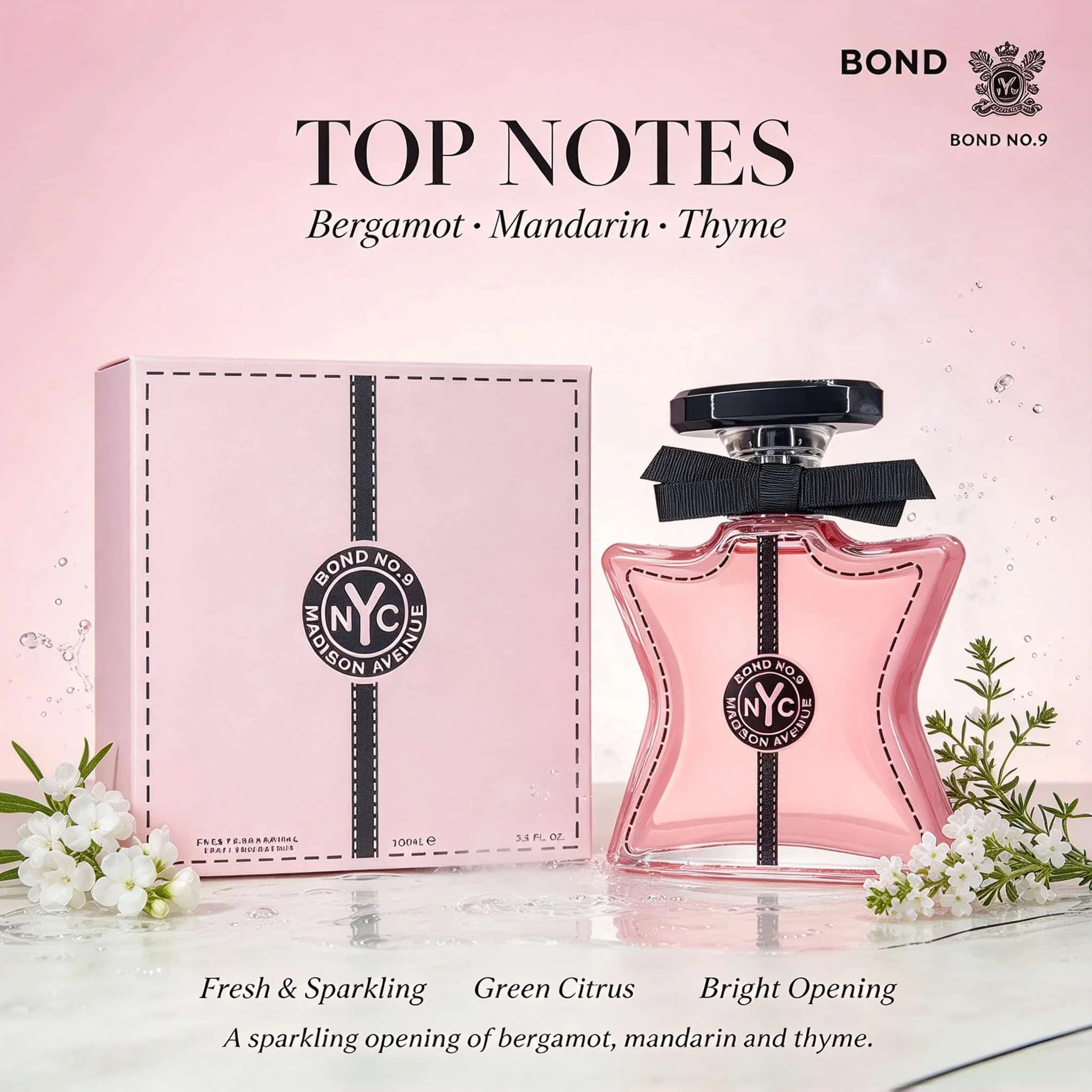 Bond No.9 Madison Avenue Eau De Parfum 3.4 oz 100ml | Fresh Xipu Flower Fruit Wood Flavored Apple Blackberry Bergamot Rose Jasmine Magnolia Patchouli Nut Sugar Reduced Ambergris Ether | Long Lasting Fragrance 6-8 Hours Bright and Lively Daily Commuting/Sh