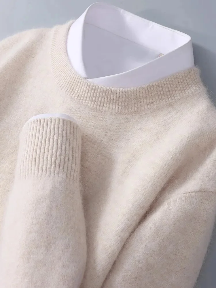 Nowy męski sweter z kaszmiru z norek, luźny, jednokolorowy, kaszmirowy podszerstek, młodzieżowy, biznesowy sweter z dzianiny podszerstek — zdjęcie 2