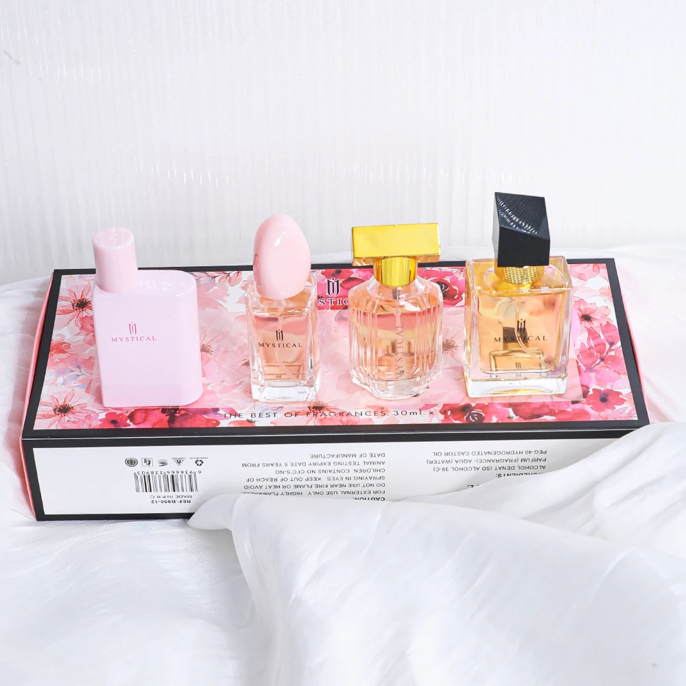 Mystical 4 Pcs Women's Perfume Gift Set Elegant Assorted Fragrance Collection Long Lasting Scent Portable Mini Perfumes Kit Ideal Birthday Anniversary Holiday Gift