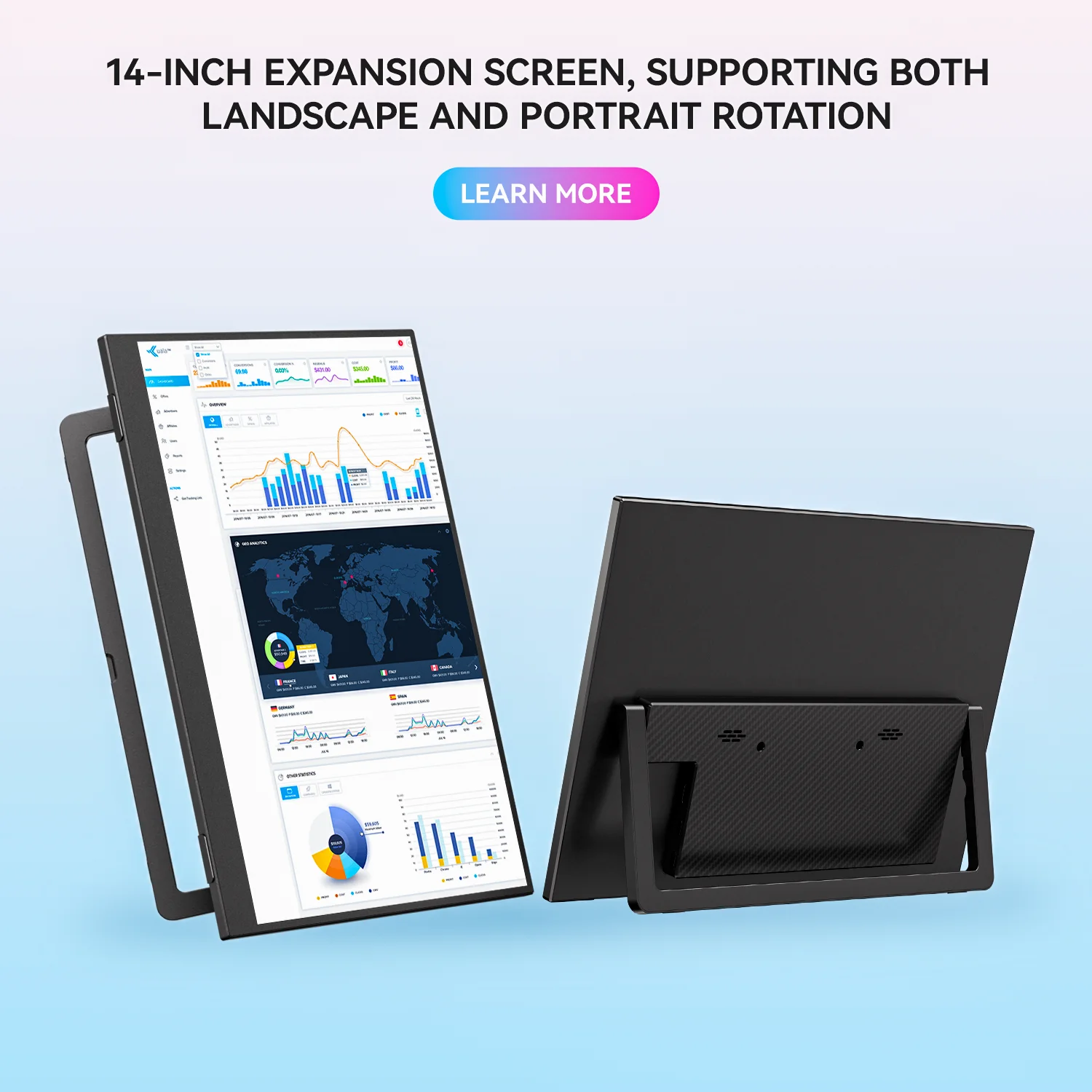 شاشة WUAWE المحمولة مقاس 14 بوصة 1920*1080 USB-C HDMI وشاشة السفر من النوع C، شاشة كمبيوتر ثانية خارجية لهاتف PC Mac #3