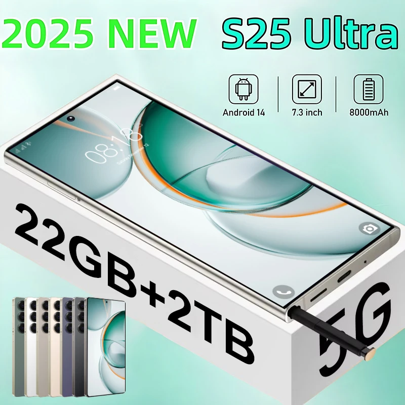 

ГОРЯЧИЙ оригинальный новый S25 Ultra 22 ГБ + 2 ТБ 7,3HD Global Edition 2025 Android 14 Smart Dual Card 8000 мАч аккумулятор распознавание лиц Fu