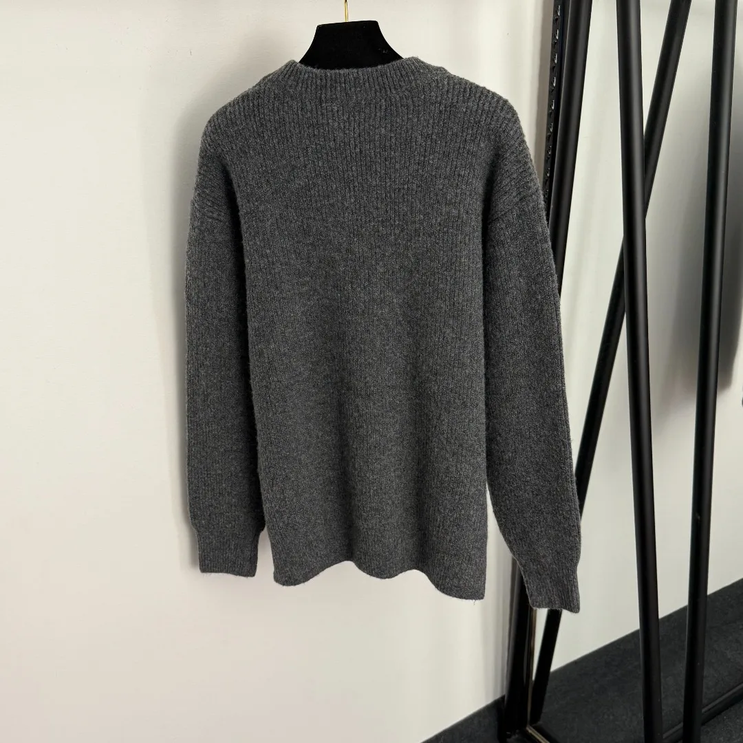 

25 Autumn/Winter New Women's Knitted Embroidered Hoodie Round Neck Casual Loose Women's Sweater