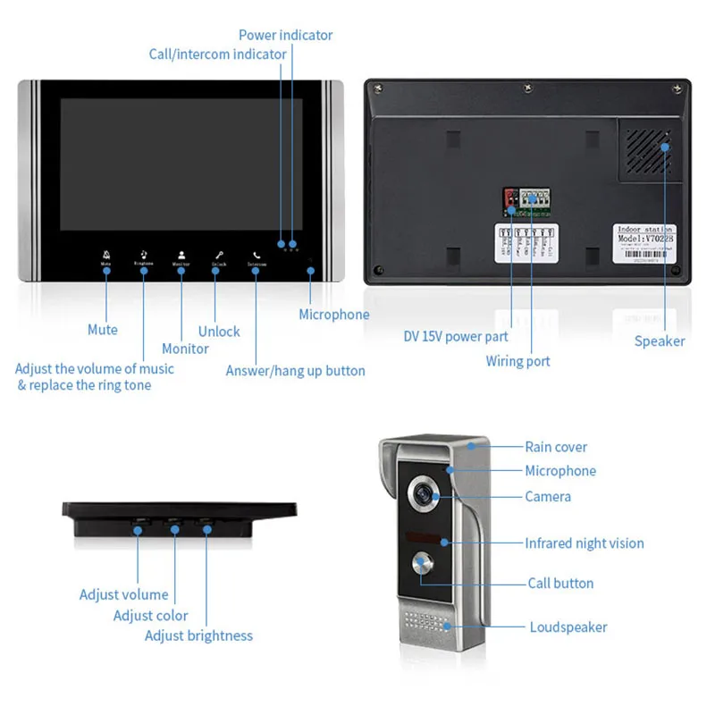 Sonnette d\'interphone vidéo de villa, déverrouillage à une touche, vision nocturne, étanche à la pluie, sonnette visuelle intelligente, document