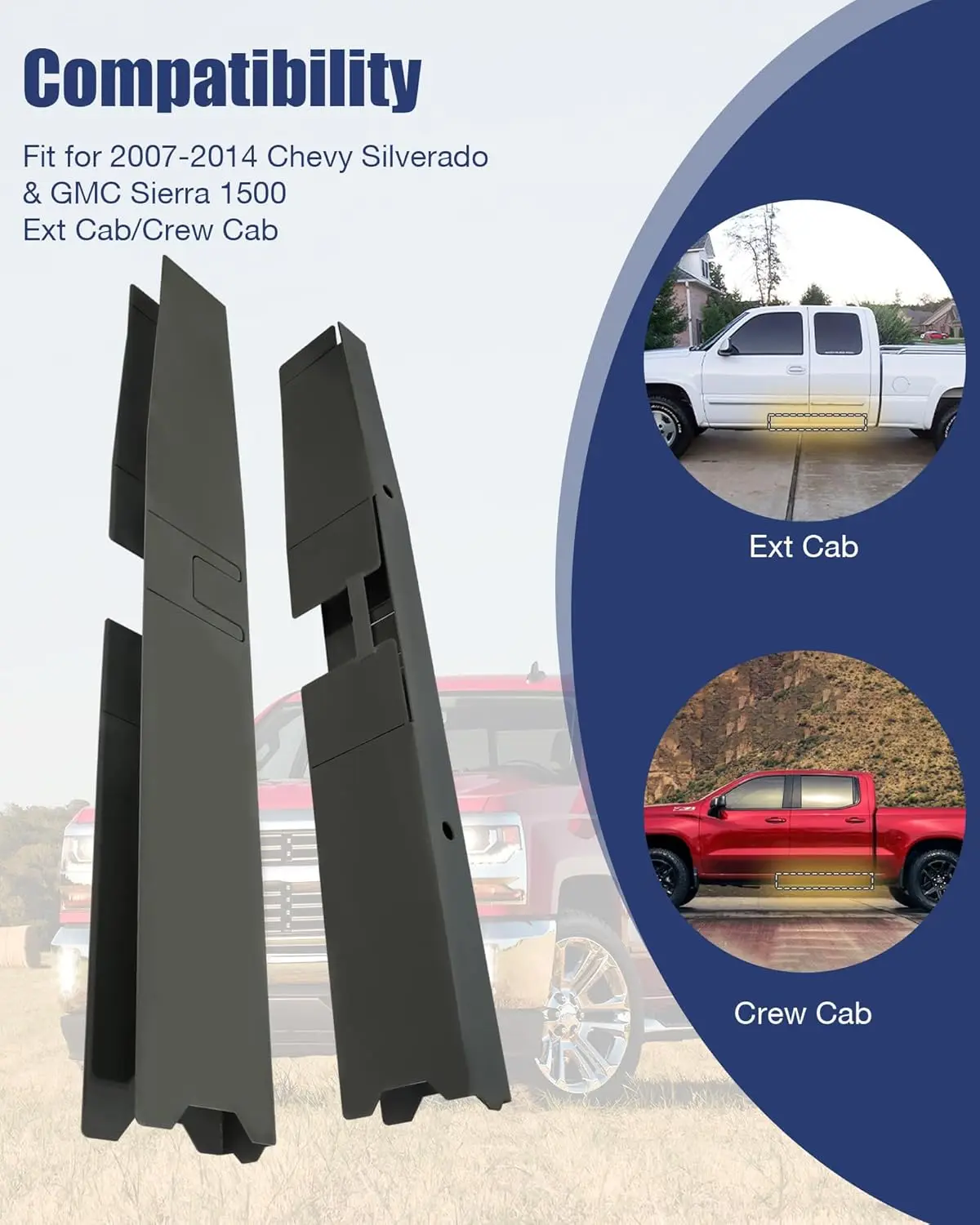 Full Center Frame Rust Repair Kit fit for 2007-2014 2nd Gen Chevy Silverado & 3rd Gen GMC Sierra 1500 Extended & Crew Cab Sierra