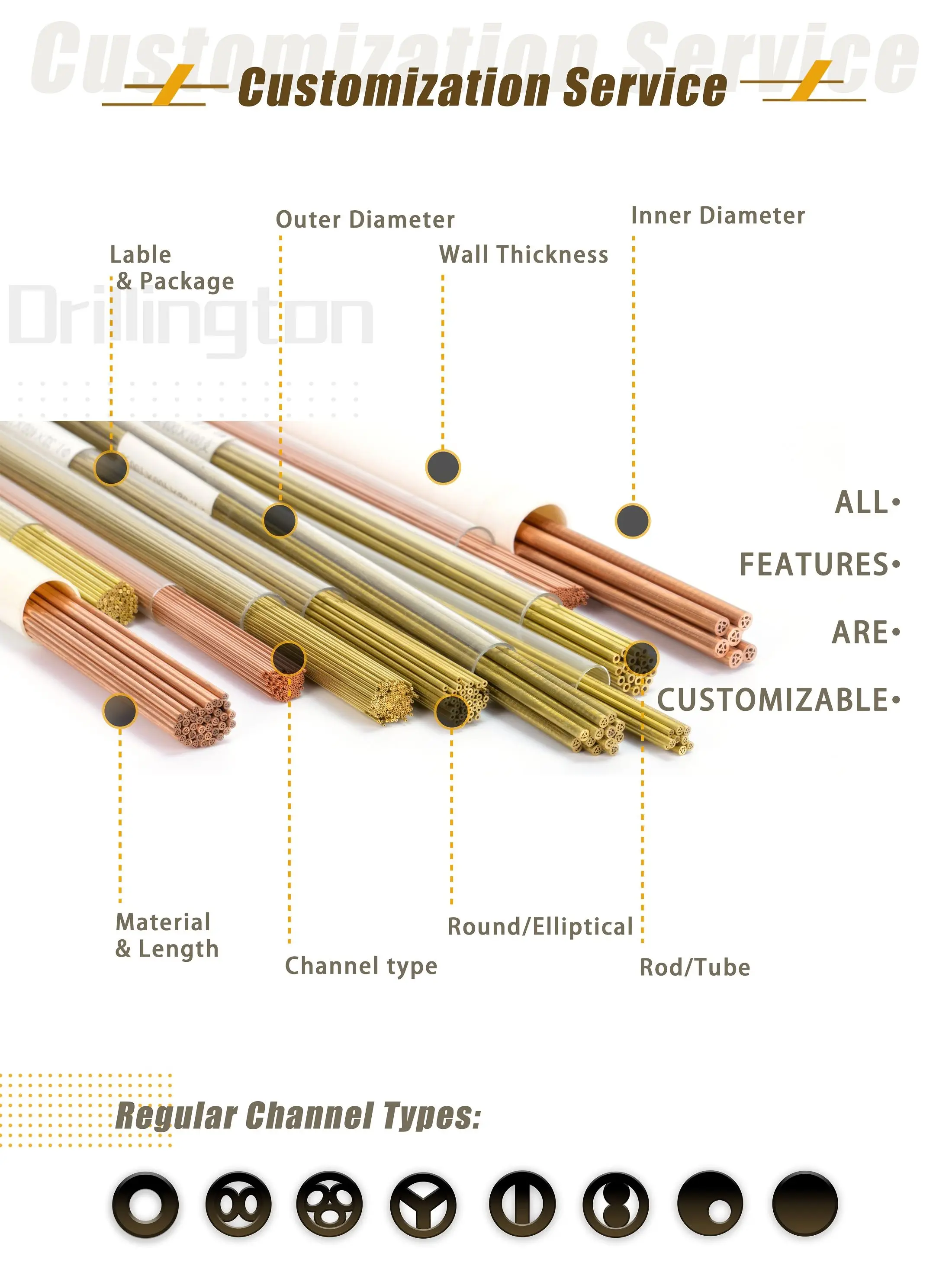 drillington custom edm eletrodo tubo guia tapping eletrodo rod placa outras pecas da maquina compra a granel 01