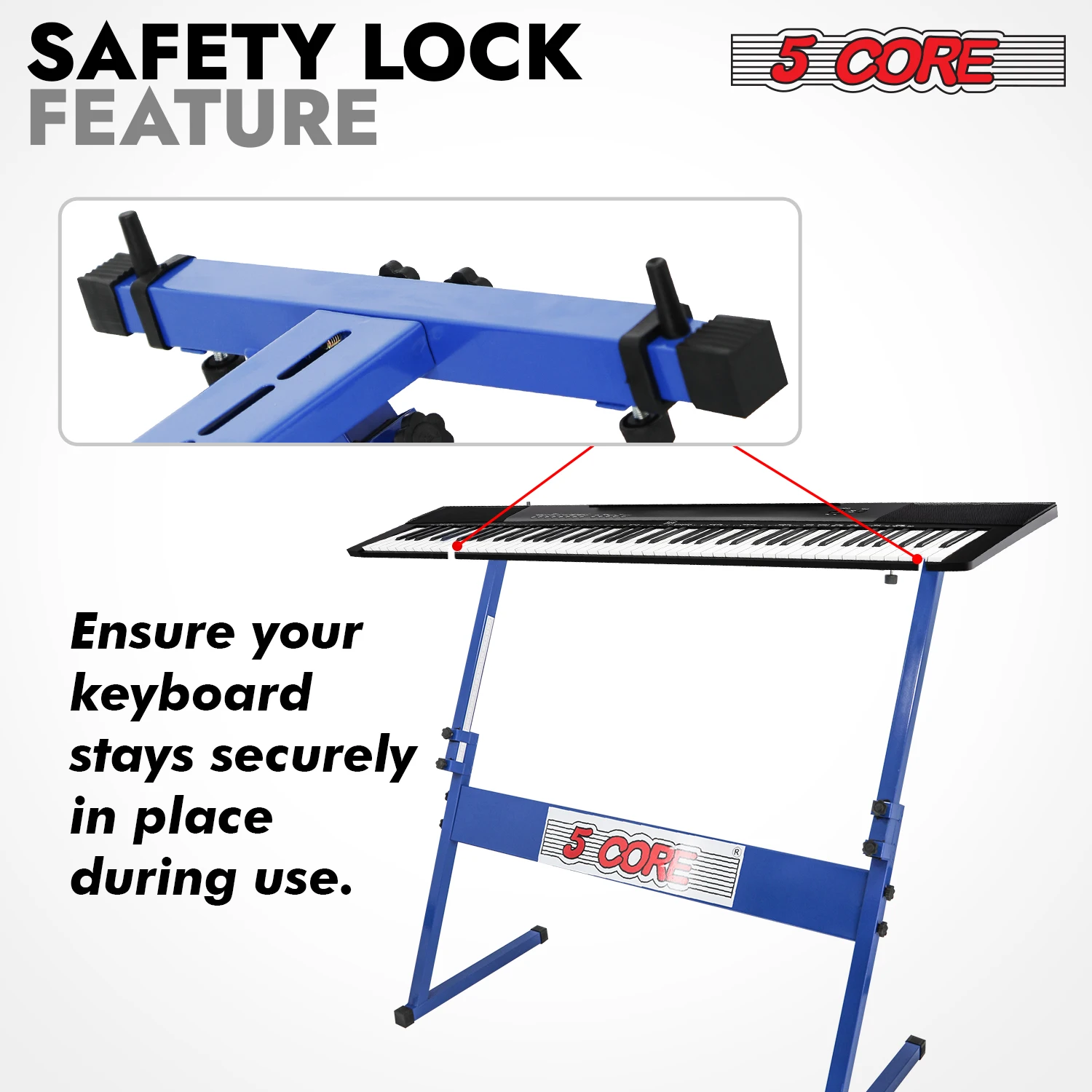 5 الأساسية لوحة المفاتيح حامل قابل للتعديل 21 - 33 "Z نمط المعادن الكهربائية البيانو الناهض 330Lb قدرة قابلة للطي KS Z1 BLU #5