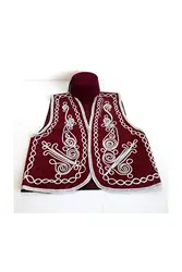 AMAZING - Everything For The Groom Burgundy Silver Embroidered Vest And Fez Exotic Ottoman Hat Burgundy Silver Embroidered Vest