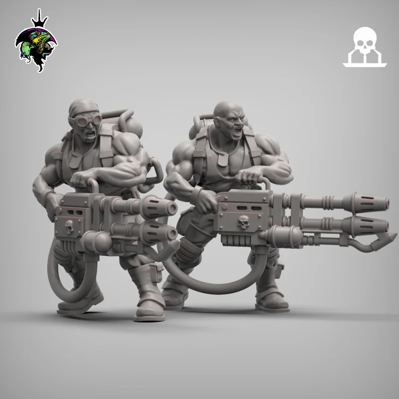 75mm,50mm,32mm, 28mm,miniature model resin figure , Spacenam Heavy Flamethrower Team, Unassembled and unpainted kit