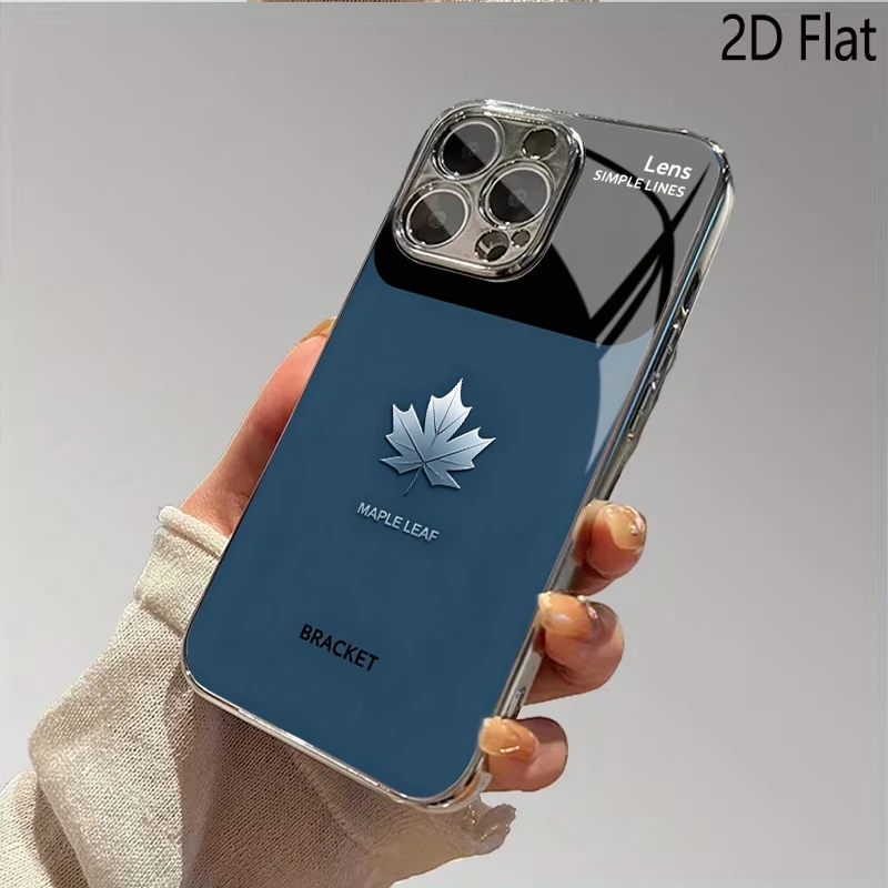 PROTECT Silver Maple Lens Frame for iPhone 17/16e/16/15/14/13/12/Max/11/Pro/Plus Luxury Tempered Glass Protective Case