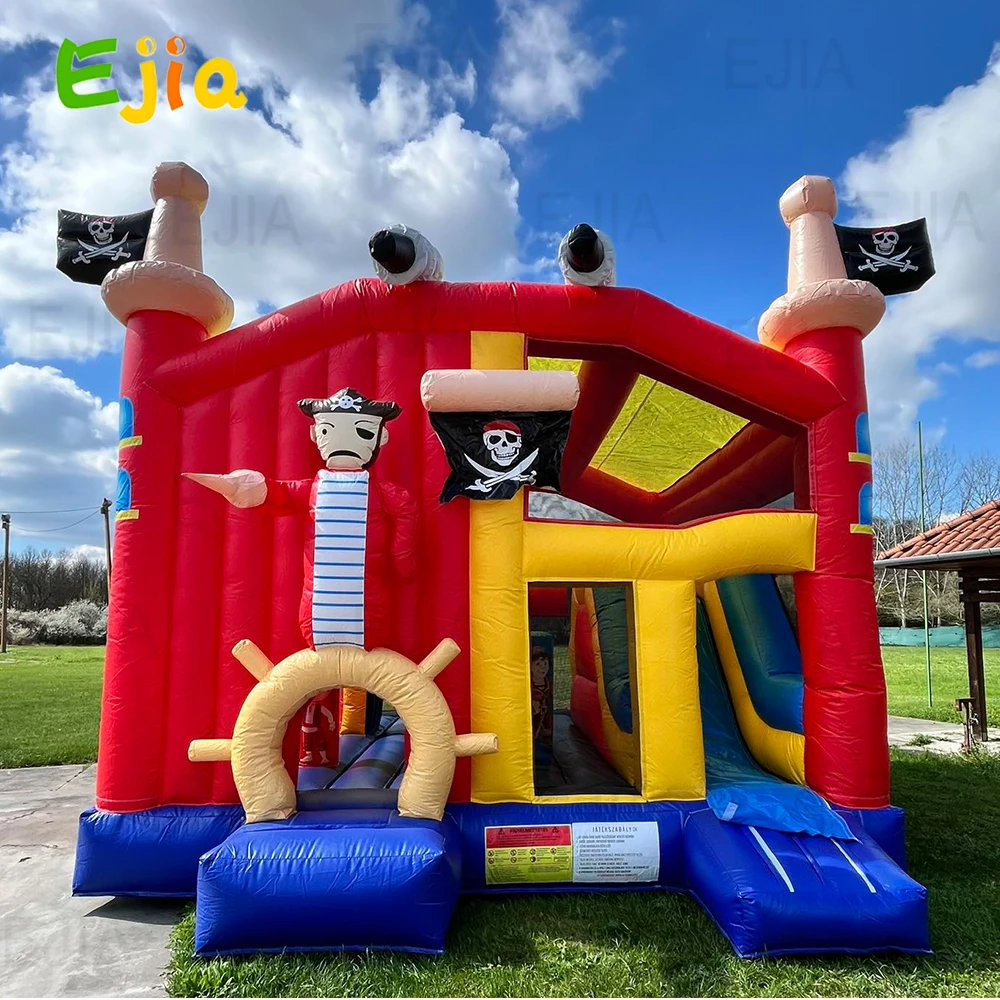 Château gonflable à rebond sur le thème des pirates, maison de saut pour enfants avec toboggan, grande zone de saut, maison de rebond pour location de fête, Evet