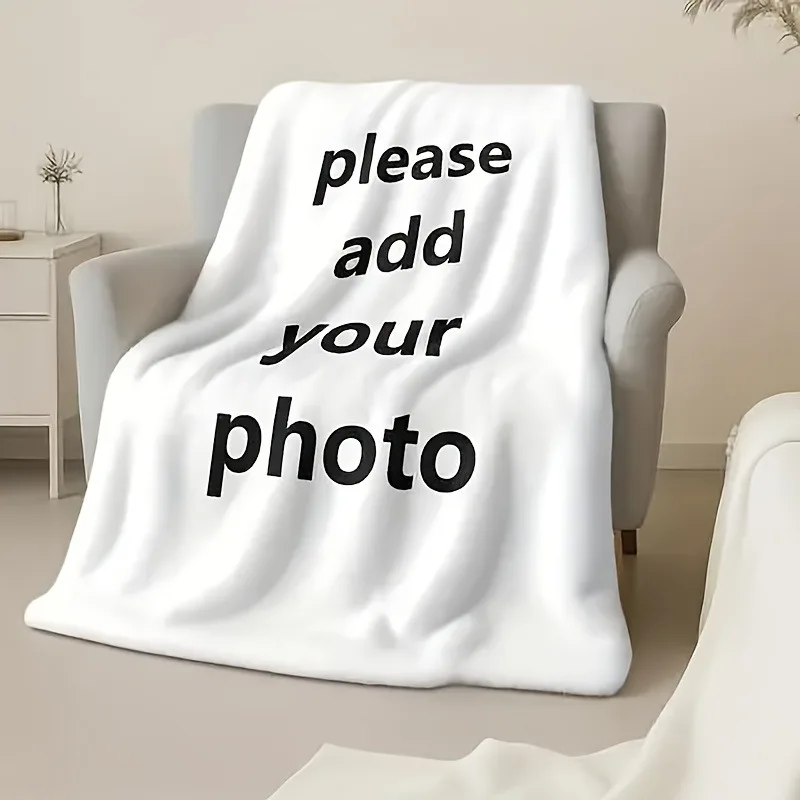 Personalized custom photo text flannel blanket for couches and beds, a personalized photo keepsake gift