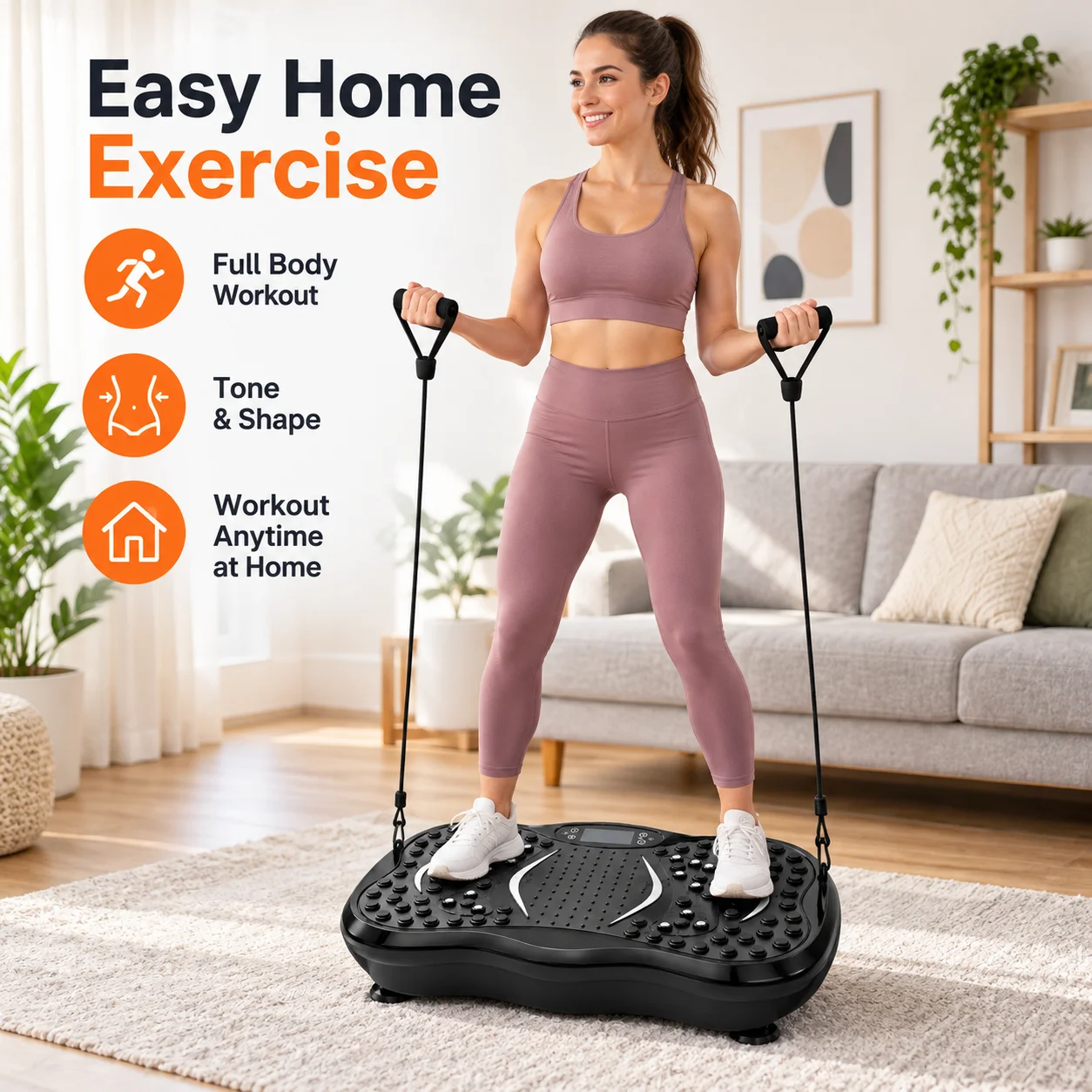 2026 Best Choice 200W Vibration Plate Platform with Resistance Bands – Whole Body Workout Machine for Home Gym, Toning & Core Strength