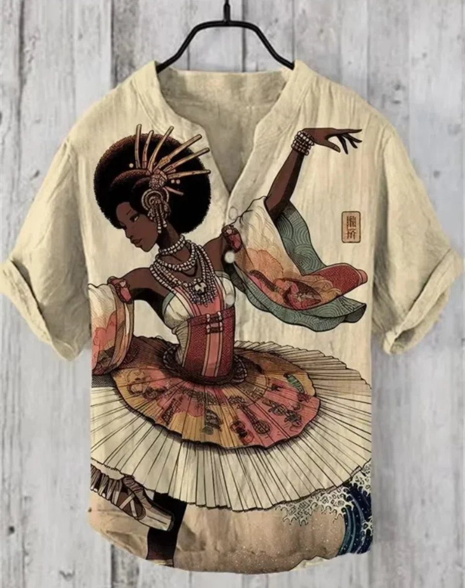 

Мужская повседневная модная уличная приморская мужская рубашка Генри, льняная рубашка с v-образным вырезом, новый большие размеры