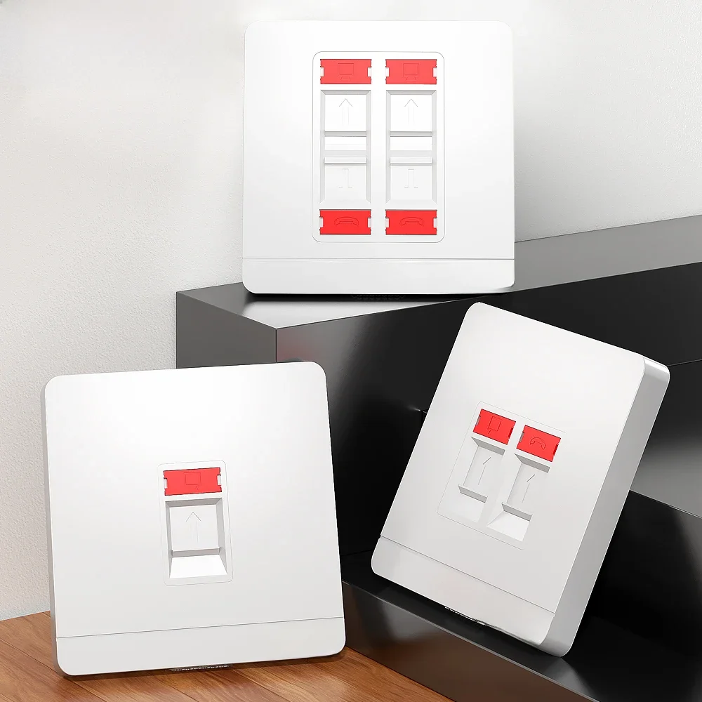 AMPCOM RJ11 RJ45 Płyta czołowa Gniazdo ścienne Płyta czołowa Płyta czołowa 1-portowy 2-portowy 4-portowy sieciowy panel montażowy gniazda telefonicznego — zdjęcie 2