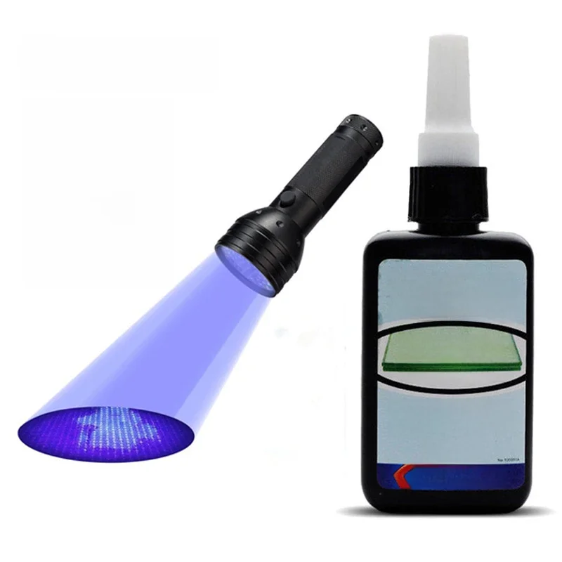 Kafuter 50ml klej UV utwardzania UV klej K-300 przezroczysty kryształ i klej do szkła z 9/51 led latarka UV — zdjęcie 2