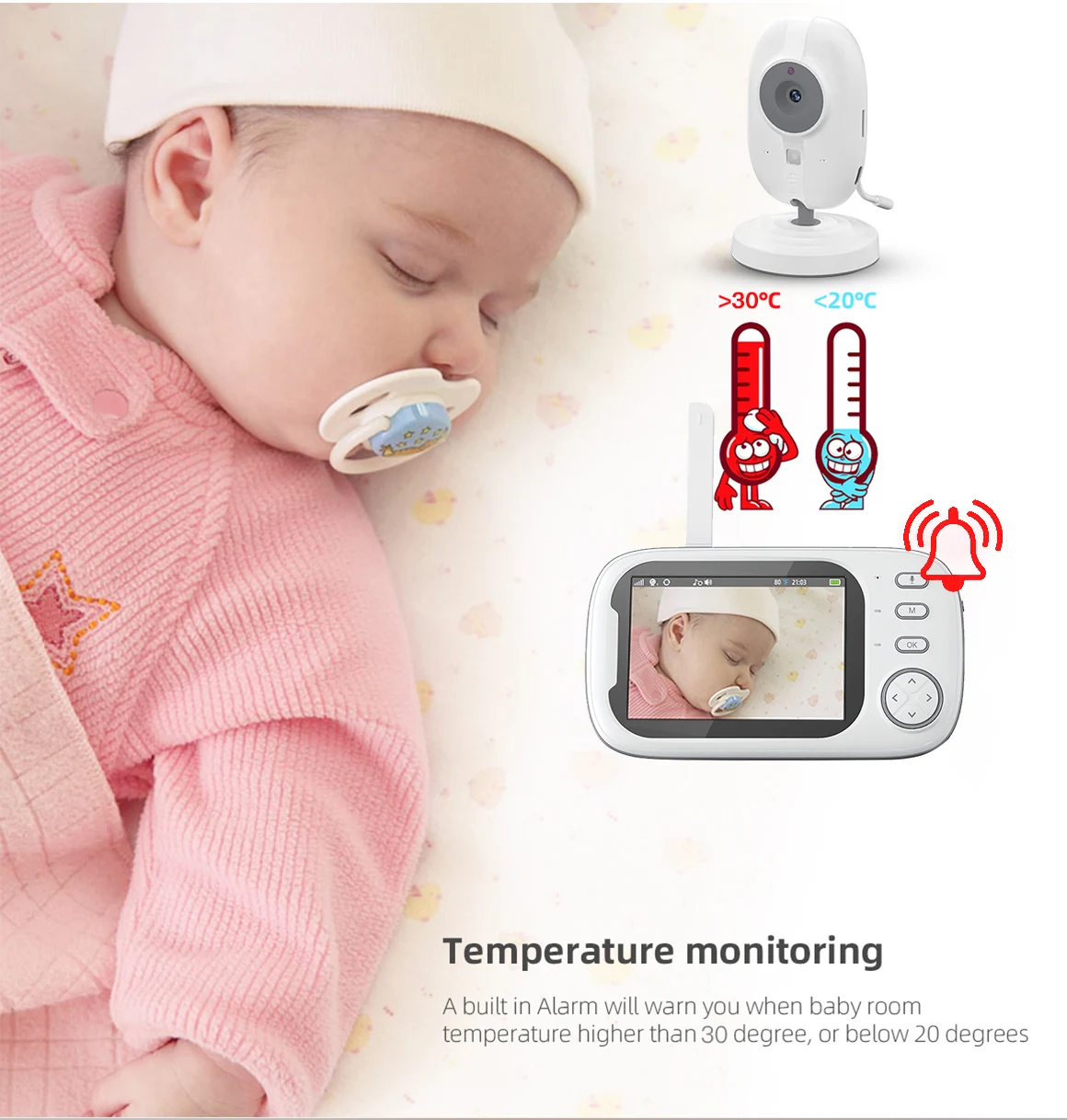 3.5 inch Video Baby Monitor with Camera Wireless Protection Smart Nanny Cam Temperature Electronic Babyphone Cry Babies Feeding