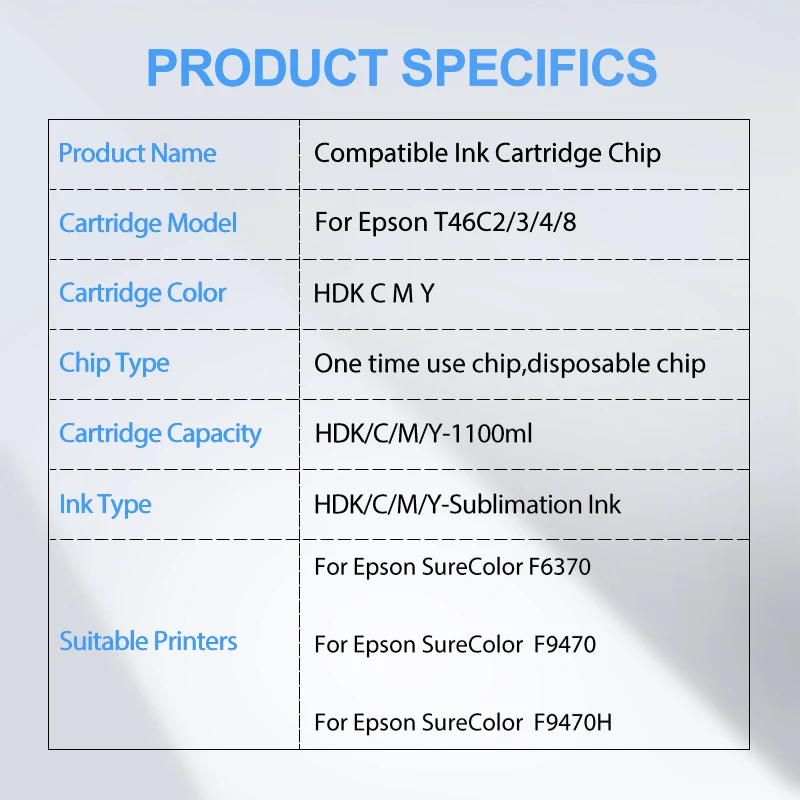 T46C8 T46C T46C2 T46C3 T46C4 Ink Cartridge Chip for Epson SCF6370 SCF9470 SCF9470H Epson SureColor F6370 F9470 F9470H Printer