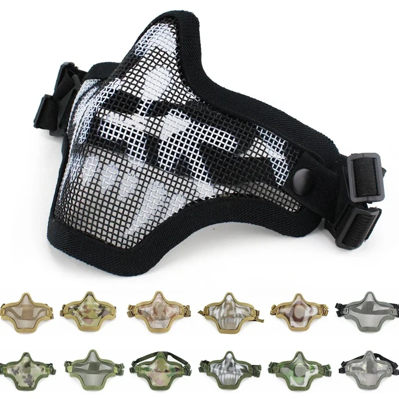 AliExpress Tactical Paintball Steel Mask Airsoft Steel Wire Mesh Skeleton V1 Half Face Protective Mask for Outdoor Cycling Hunting Wargame