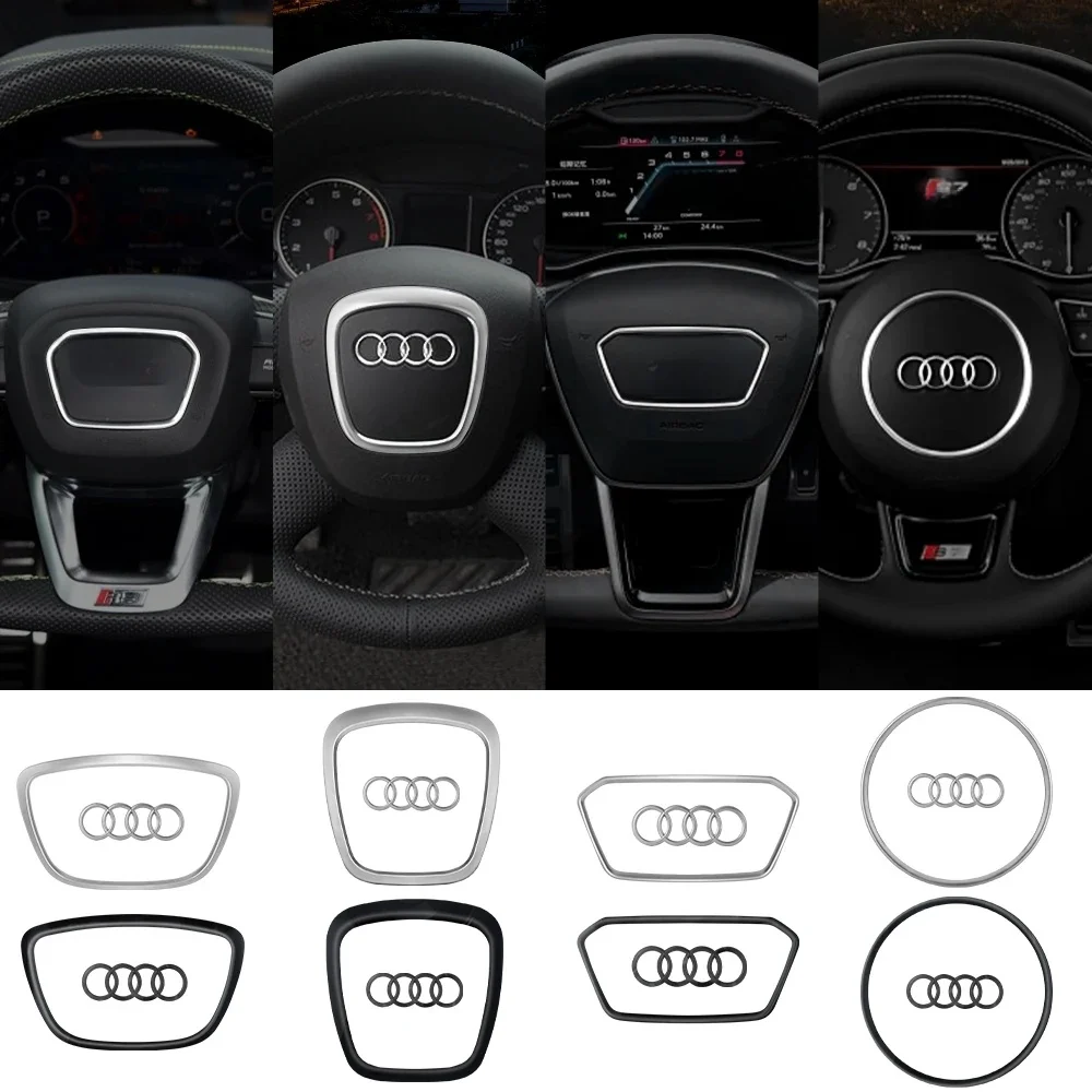 Couvercle de Logo central de volant de voiture, garniture de remplacement, accessoires de décoration pour Audi A3 A4 A5 A7 A4L A6L A8L Q5L Q3 Q5 Q7 Q8