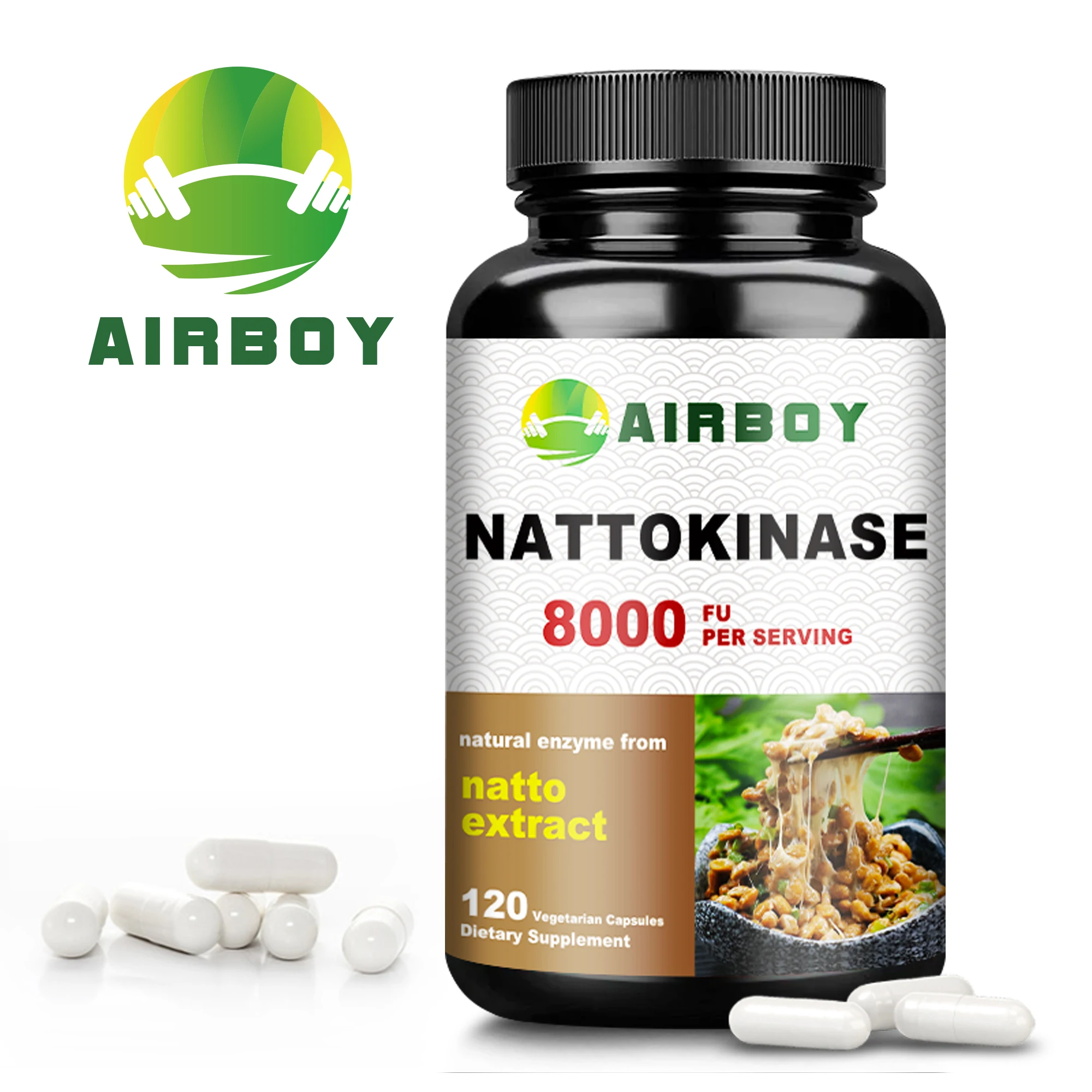 Nattokinase Supplement - Promotes Blood Circulation, Heart and Blood Vessel Health - 120 Capsules