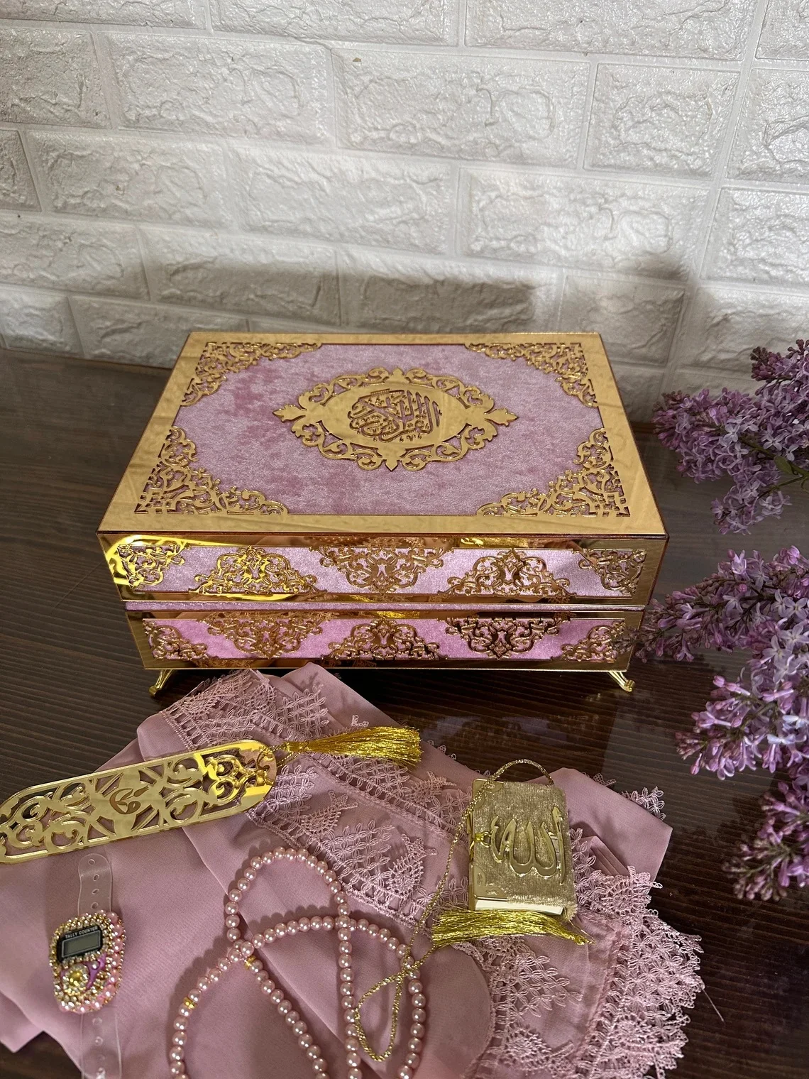 Personalized Velvet Quran + Luxury Box | Islamic Wedding Gift Set | Quran Favors & Prayer Gift Set | Islamic Decor