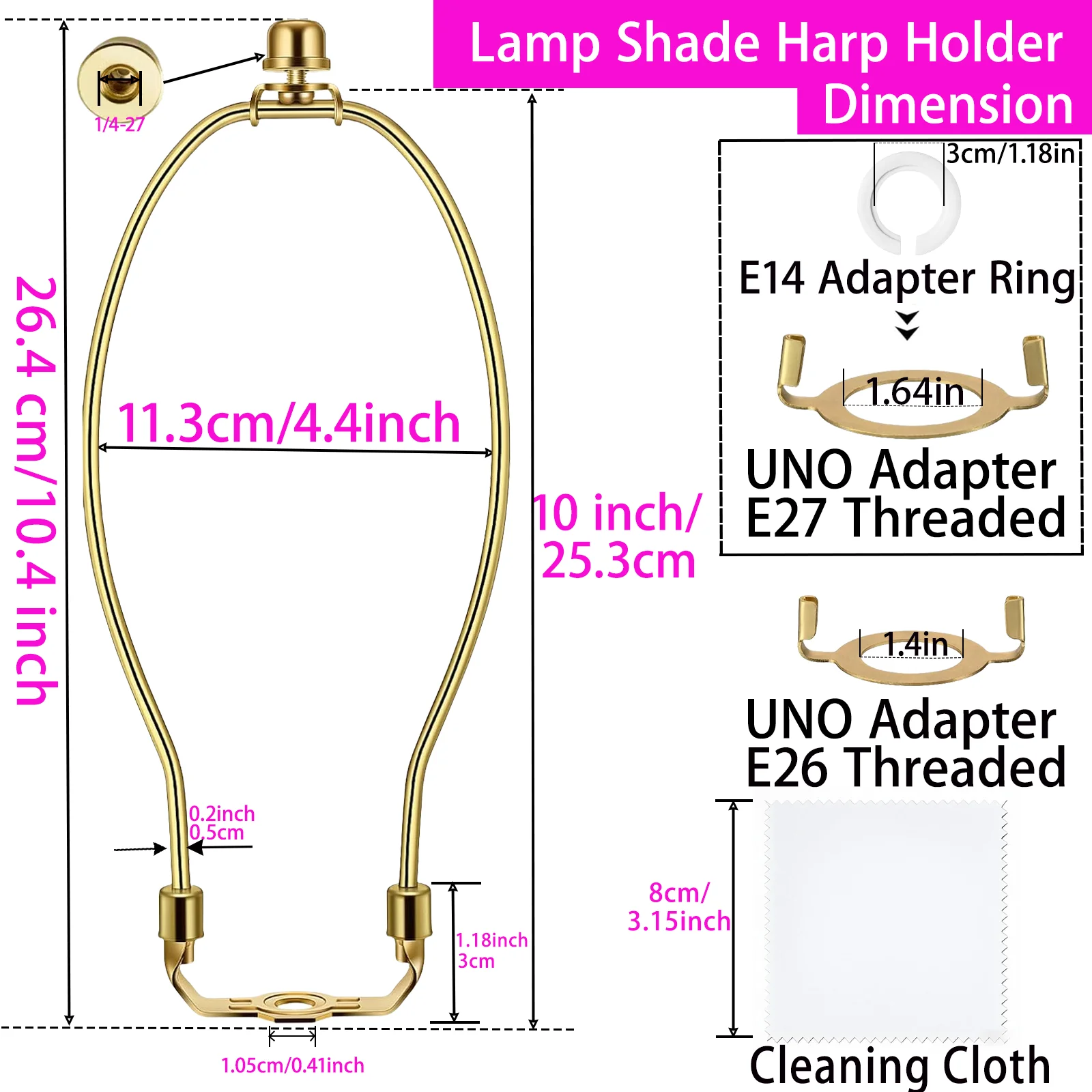 8 inch-10 Inch Lamp Shade Harp Holders Detachable Heavy Duty DIY Lighting Accessories for Floor Lamps and Table Finials