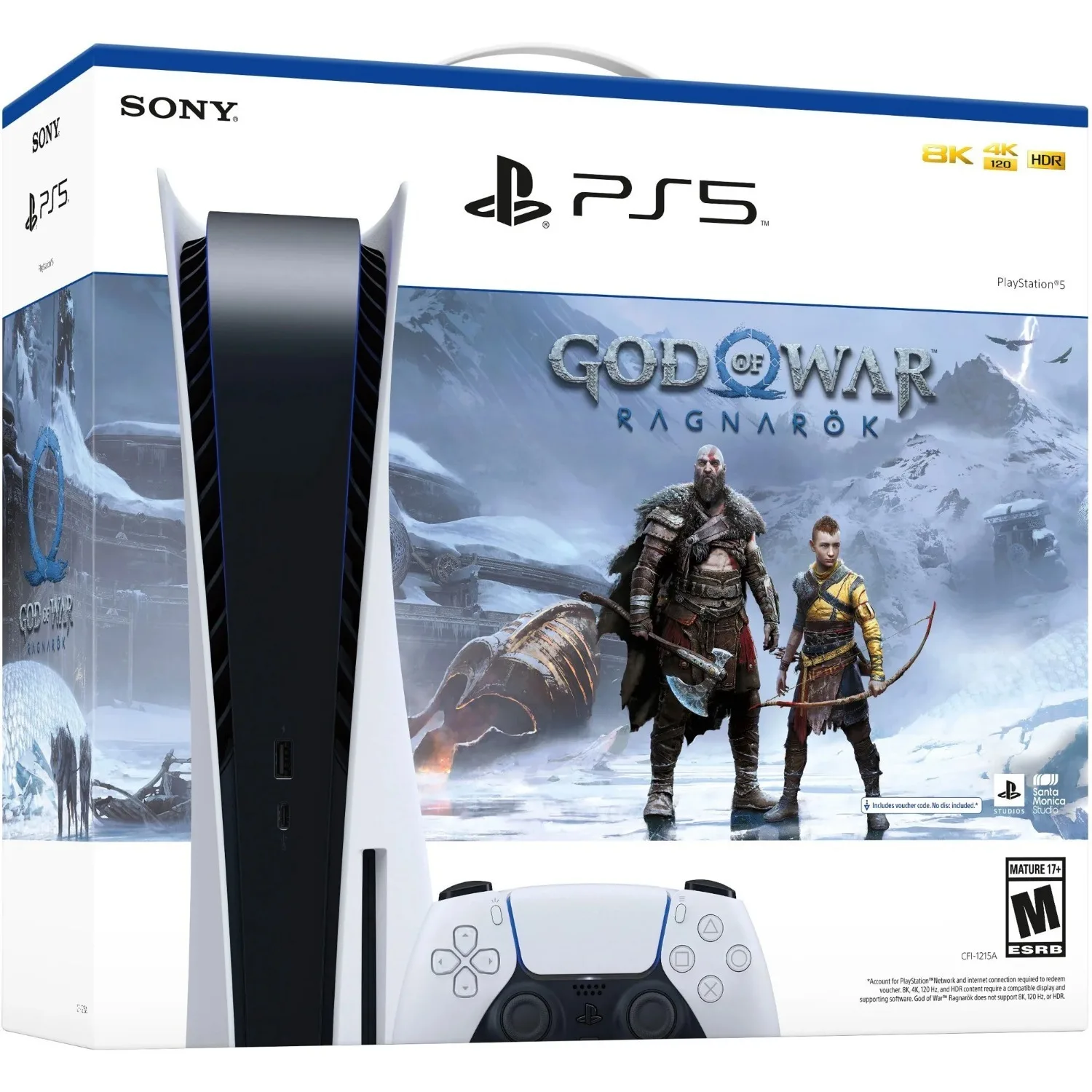 وحدة تحكم PlayStation 5 – قرص حزمة God of War Ragnarök باللون الأبيض