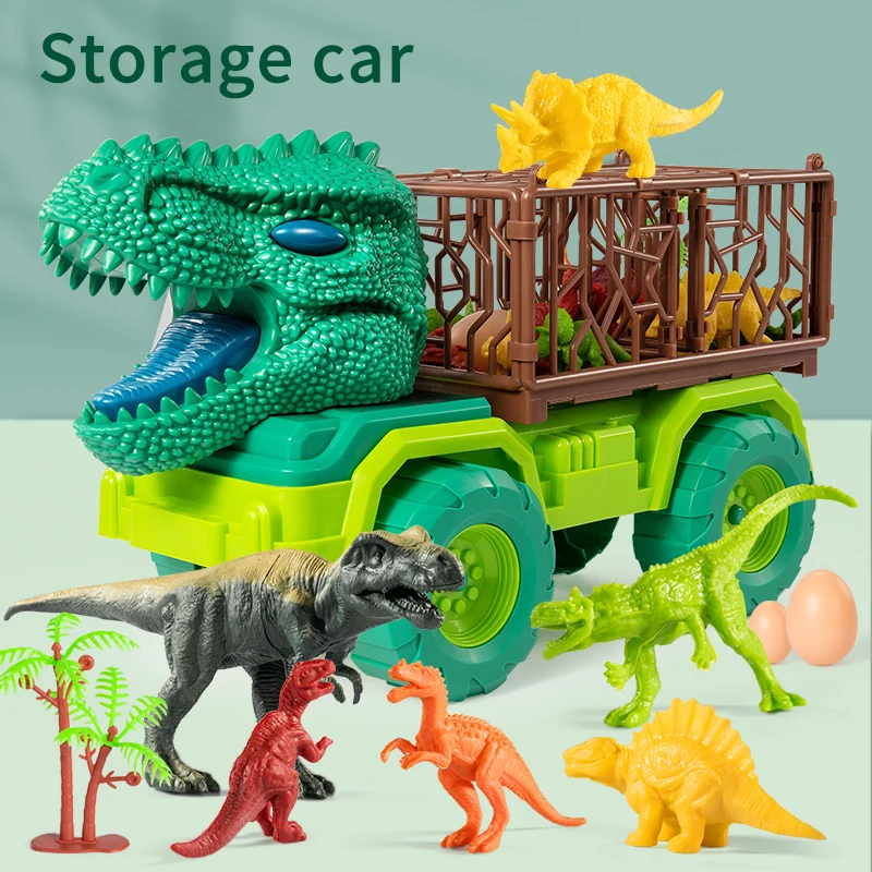 Dinosaurs Transport Carrier Truck Car Toy Indominus Rex Jurassic Park Educational Dinosaur Toys for Children Boys Gifts