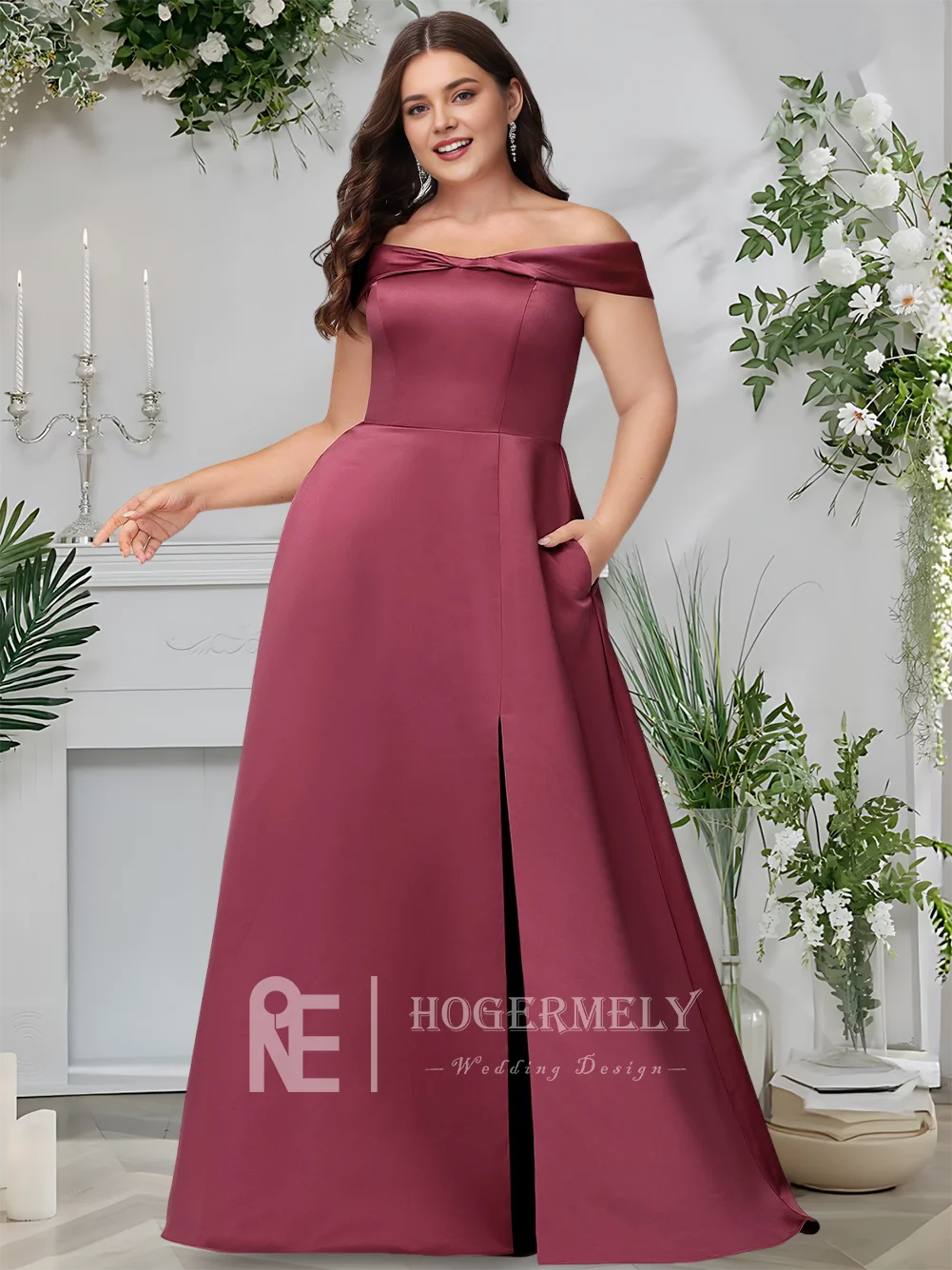 ​ Роскошные атласные платья подружки невесты шелковицы трапециевидной формы с открытыми плечами длиной до пола, элегантные вечерние платья для свадебной вечеринки, 2025 г., женские гостьи