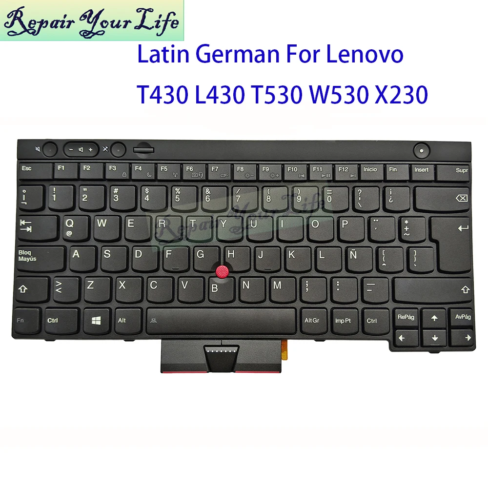 

Latin German Trackpoint Keyboard Backlit For Lenovo ThinkPad L430 T430S T430 T530 W530 L530 X230 V130020AK3 04X1318 V130020C3