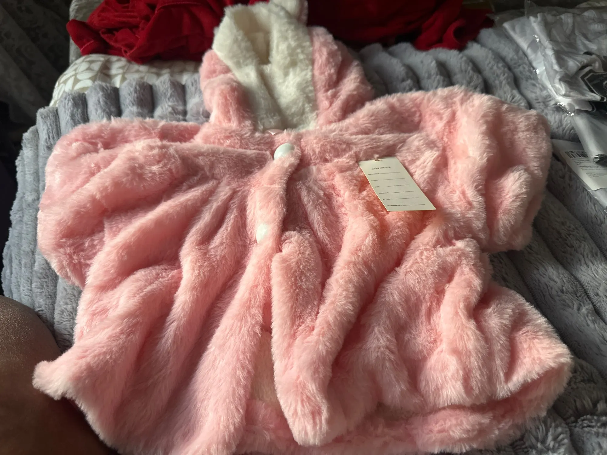 Winter Baby Girl Jacket Sweet And Cute Warm Hooded Rabbit Ear Wool Sweater Minimalist Children'S Clothing Suitable For 0-3 Year photo review