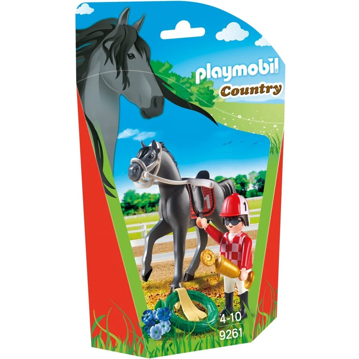 Playmobil Jockey, 9261, enclosure, animals, farm, original, toys, girls, gifts, collector, figures, dolls, shop, with box, new, man, woman, official license, clicks, famobil