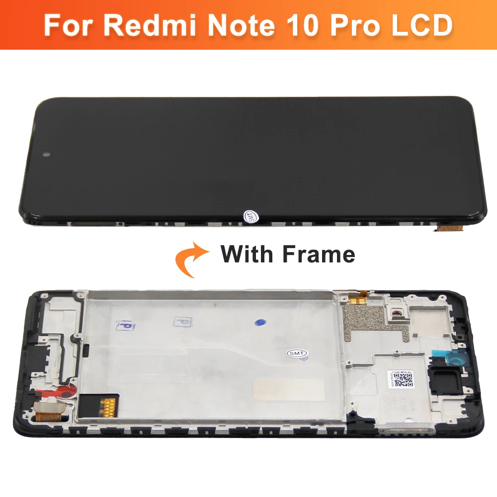 6.67\'\' AMOLED For Redmi Note 10 Pro 4G Display with Frame, for Xiaomi Redmi Note10 Pro 4G M2101K6G Lcd Display Touch Screen