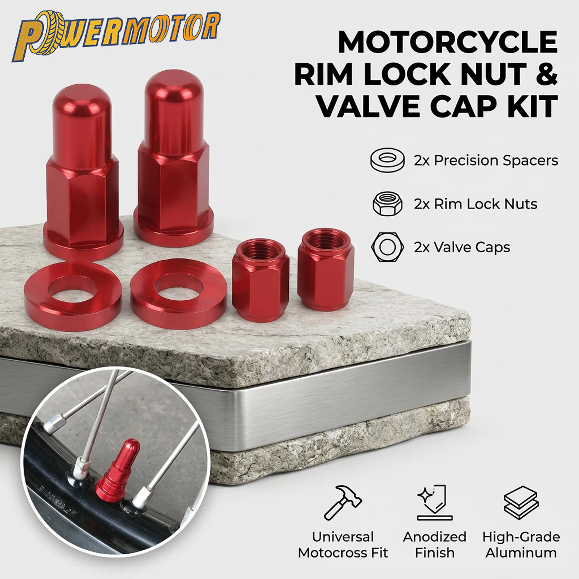 

DirtBike Motorcycle Valve Cap Rim Lock Nut Kit Tire Clamp Screw Rim Lock Nut Spacer Kit For EXC XC SXF TE TC FE CRF KLX Modified