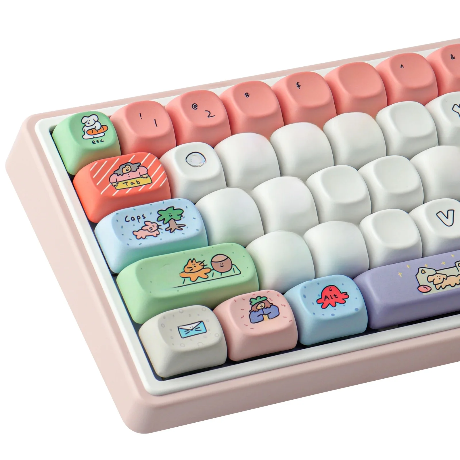 Klawisze GMK Smiley Face 126 sztuk, klawisze PBT, profil MOA, personalizowane, urocze klawisze DYE-SUB do klawiatur mechanicznych MX Switch Wooting. — zdjęcie produktu 7