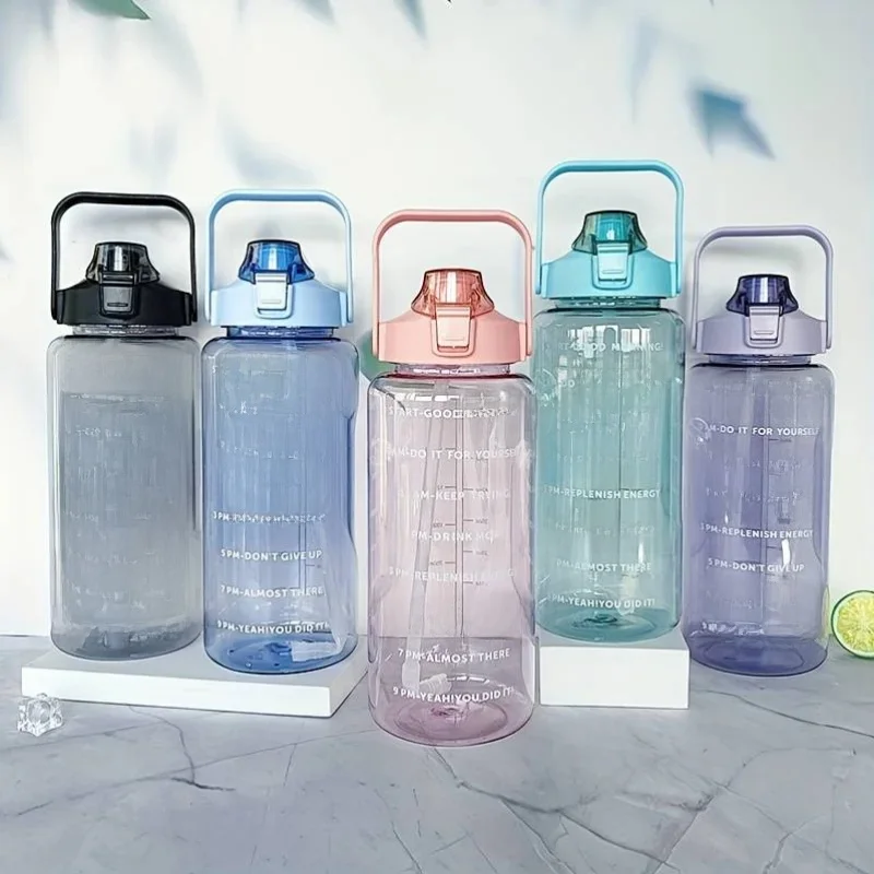 AliExpress NONE 1pc Large Capacity Portable Water Bottle with Time Marker for Cycling, Running, and Travel - Clear and Convenient
