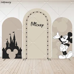 Custom Vintage Black White Mickey Mouse Arch backdrop Cover Party Supplies Castle Boy Baby Shower Party Chiara Arched Wall