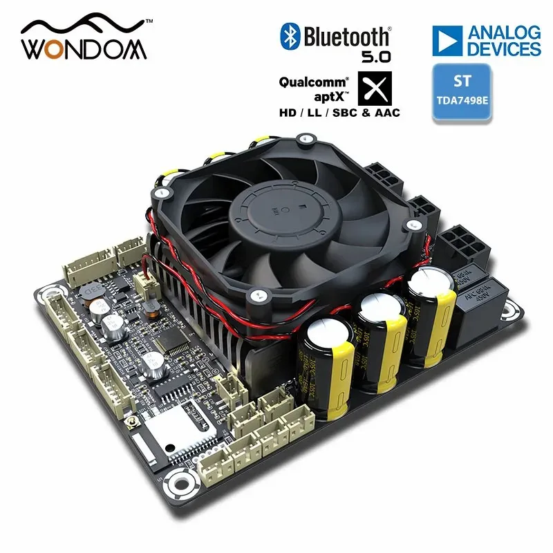 Wondom 4x100W / 2x100W+1x 200W / 2x200W Class D Audio Amplifier Board w ADAU1701 DSP Bluetooth 5.0 4.0/2.1/2.0 System - JAB5