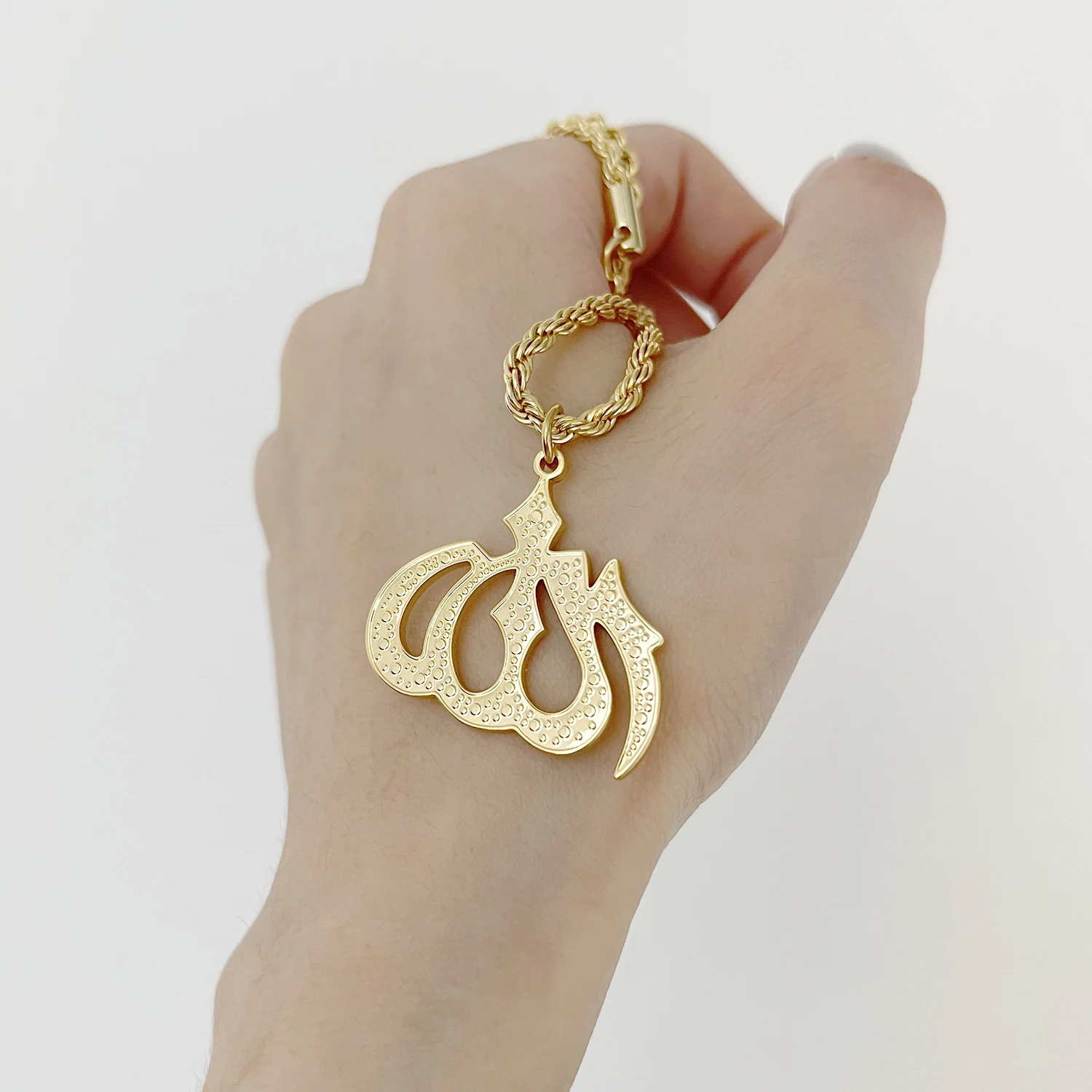 

Corroded Arabic Allah Necklace Gold Plated Stainless Steel Pendant Necklace Gift For Mom Birthday Gift Girl Women For Jewelry